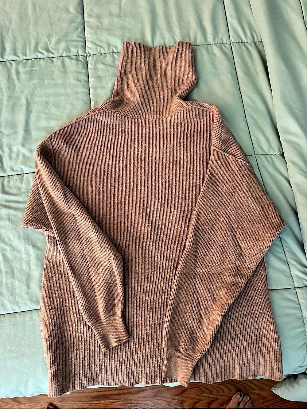 Free People Ottoman Slouchy Tunic Ribbed Turtleneck Brown XS